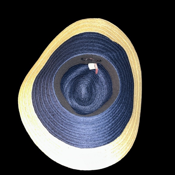 Betmar Lora navy/natural toyo straw wide brim floppy hat One Size - Picture 5 of 10